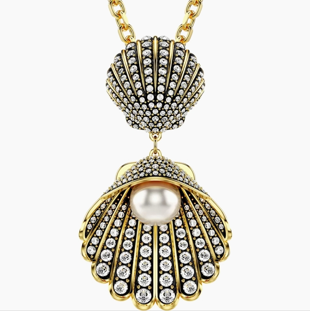 NOWT Idyllia Goldtone, Crystal & Imitation Pearl Shell Pendant Necklace